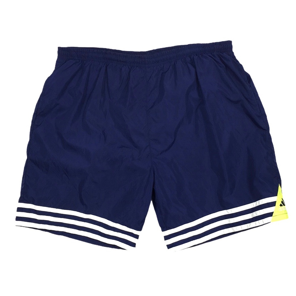 adidas Men's Navy Athletic Shorts with White Stripes